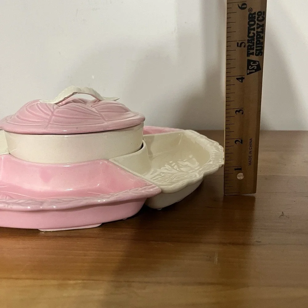 Vintage Mid Century Hoenig of California‎ Ceramic Lazy Susan Serving Set 6 Piece
